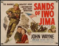 6z0128 SANDS OF IWO JIMA linen style B 1/2sh 1950 art of WWII Marine John Wayne, famous flag raising!
