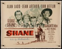 6z0129 SHANE linen style B 1/2sh 1953 Alan Ladd, Jean Arthur, Van Heflin, Brandon De Wilde, rare!