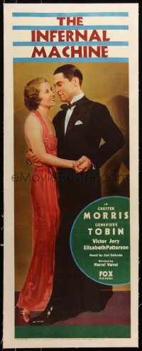 6z0148 INFERNAL MACHINE linen insert 1933 full-length Chester Morris & Genevieve Tobin, ultra rare!