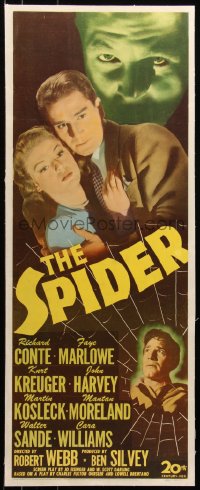 6z0155 SPIDER linen insert 1945 Richard Conte with Faye Marlowe & in spider's web, very rare!