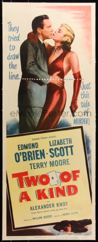 6z0157 TWO OF A KIND linen insert 1951 great image of sexy Lizabeth Scott & Edmond O'Brien, noir!