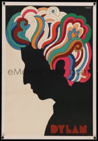 6z0164 DYLAN linen 22x33 music poster 1967 colorful silhouette art of Bob by Milton Glaser!
