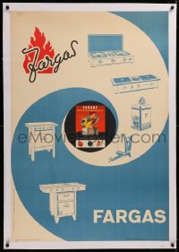 6z0221 FARGAS linen 27x39 Italian advertising poster 1951 great art of gas home appliances, very rare!