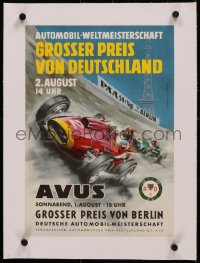 6z0224 GERMAN GRAND PRIX linen 12x17 German special poster 1959 great art of Formula One cars!