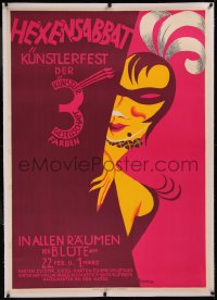 6z0052 HEXENSABBAT linen 34x48 German special poster 1930s Roman Feldmeyer art of sexy girl, rare!