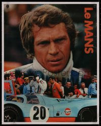 6z0179 LE MANS linen 17x22 special poster 1971 Gulf Oil, close up of race car driver Steve McQueen!