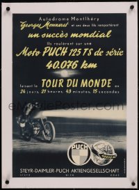 6z0235 STEYR-DAIMLER-PUCH linen 17x24 Austrian special poster 1940s cool ad for motorcycle race!