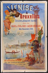 6z0053 VENISE A BRUXELLES linen 40x62 Belgian special poster 1895 great Guadio art of Venice canals!