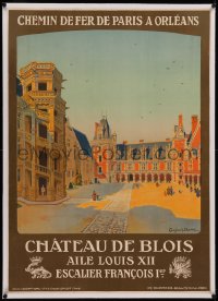 6z0199 CHATEAU DE BLOIS linen 29x41 French travel poster 1920s great Constant Duval art, rare!