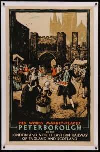 6z0185 OLD WORLD MARKET-PLACES PETERBOROUGH linen 25x40 English travel poster 1932 Austin Cooper art!
