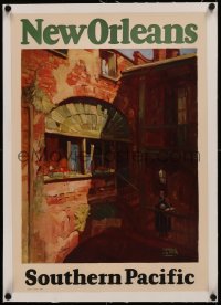 6z0182 SOUTHERN PACIFIC NEW ORLEANS linen 16x23 travel poster 1929 great art by Maurice Logan, rare!