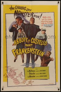 7a0294 ABBOTT & COSTELLO MEET FRANKENSTEIN 1sh R1956 plus the Wolfman & Dracula are after Bud & Lou!