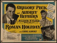 7a0044 ROMAN HOLIDAY British quad 1953 different images of Audrey Hepburn & Gregory Peck, very rare!