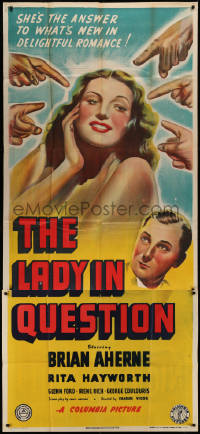 7a0138 LADY IN QUESTION English 3sh 1940 Rita Hayworth is the answer to what's new in romance, rare!