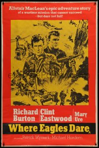 7a0193 WHERE EAGLES DARE English 40x60 1968 Clint Eastwood, Richard Burton, WWII, different & rare!
