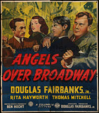 7a0130 ANGELS OVER BROADWAY English 6sh 1941 art of Rita Hayworth, Douglas Fairbanks Jr, ultra rare!