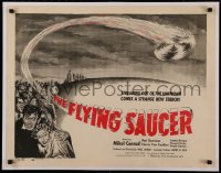 7a0358 FLYING SAUCER 1/2sh 1950 cool sci-fi artwork of UFOs from space & terrified people, rare!