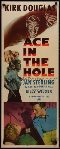 7a0337 ACE IN THE HOLE insert 1951 Billy Wilder classic, Kirk Douglas choking Sterling, ultra rare!