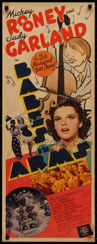 7a0263 BABES IN ARMS insert 1939 Judy Garland, Al Hirschfeld art of Mickey Rooney, very rare!