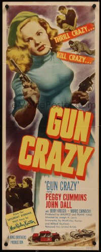 7a0272 GUN CRAZY insert 1950 full-length thrill crazy & kill crazy sexy Peggy Cummins, very rare!