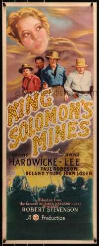 7a0279 KING SOLOMON'S MINES insert 1937 Roland Young, Anna Lee & Paul Robeson in Africa, rare!
