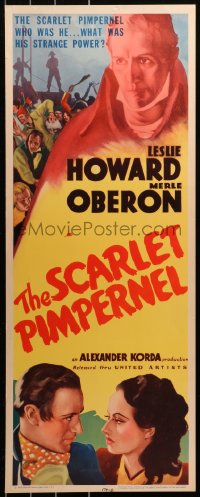 7a0289 SCARLET PIMPERNEL insert 1935 great art of Leslie Howard & Merle Oberon, very rare!
