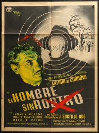 7a0154 EL HOMBRE SIN ROSTRO Mexican poster 1950 moody art of Arturo de Cordova + masked man by Renau
