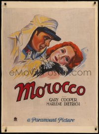 7a0022 MOROCCO 29x40 local theater original art 1930 great art of Gary Cooper & Marlene Dietrich!