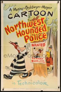 7a0318 NORTHWEST HOUNDED POLICE 1sh 1946 Tex Avery cartoon, art of Mountie Droopy & wolf con, rare!