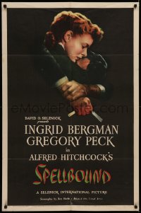 7a0326 SPELLBOUND 1sh 1945 Alfred Hitchcock, best art of Ingrid Bergman & Gregory Peck, very rare!