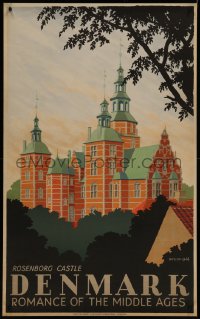 7a0069 DENMARK 25x39 Danish travel poster 1946 Hakon Spliid art of Rosenborg Castle in Copenhagen!