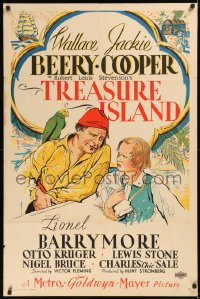 7a0330 TREASURE ISLAND style C 1sh 1934 art of Beery as Long John Silver & Jackie Cooper, very rare!