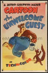 7a0333 UNWELCOME GUEST 1sh 1945 cartoon art of Barney Bear terrified of the skunk's smell, rare!