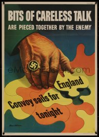 7a0072 BITS OF CARELESS TALK 20x28 WWII war poster 1943 great Dohanos art of England taken by Nazi!