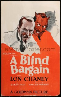 7a0387 BLIND BARGAIN WC 1922 great art of Lon Chaney Sr. with Devil on his shoulder, ultra rare!