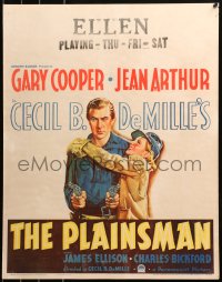 7a0220 PLAINSMAN jumbo WC 1936 great art of Gary Cooper & Jean Arthur, Cecil B. DeMille, very rare!