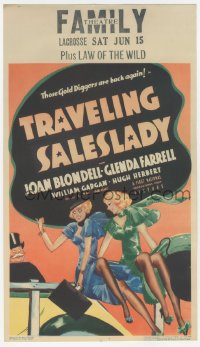 7a0146 TRAVELING SALESLADY mini WC 1935 great art of sexy blondes Joan Blondell & Glenda Farrell!