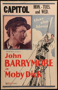 7a0400 MOBY DICK WC 1930 photo of John Barrymore as Capt Ahab & art of him in crow's nest, rare!