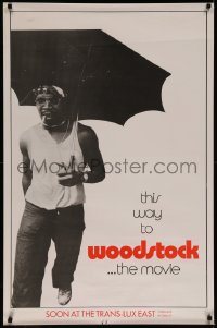7a0089 WOODSTOCK teaser 1sh 1970 never before auctioned, black man holding umbrella, ultra rare!