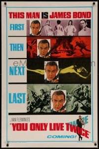 7a0090 YOU ONLY LIVE TWICE teaser 1sh 1967 great multiple images, First, Then, Next, Last!