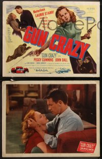 7a0410 GUN CRAZY 8 LCs 1950 Joseph H. Lewis film noir classic, Peggy Cummins, rare complete set!