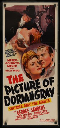 7b0055 PICTURE OF DORIAN GRAY LAMINATED Aust daybill 1945 George Sanders, Donna Reed, different!