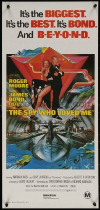 7b0061 SPY WHO LOVED ME Aust daybill R1980s great art of Roger Moore as James Bond 007 by Bob Peak!
