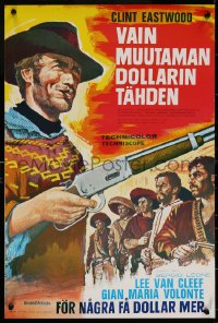 7b0012 FOR A FEW DOLLARS MORE Finnish R1970s Leone, really great c/u artwork of Clint Eastwood!
