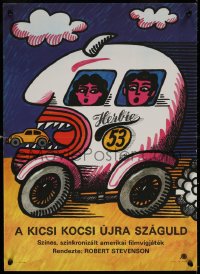 7b0073 HERBIE RIDES AGAIN Hungarian 16x23 1984 Disney, Volkswagen Beetle, Love Bug, different!