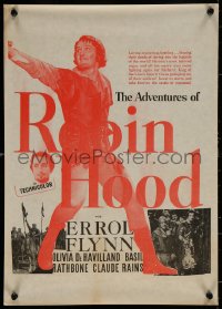 7b0026 ADVENTURES OF ROBIN HOOD New Zealand daybill R1950s Errol Flynn in the title role, different!