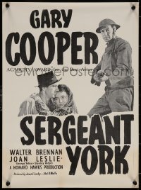 7b0028 SERGEANT YORK New Zealand daybill R1950s Gary Cooper as the most decorated WWI soldier!