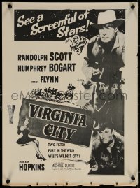 7b0029 VIRGINIA CITY New Zealand daybill R1950s Errol Flynn, Humphrey Bogart & Randolph Scott!