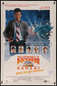 7d0558 ADVENTURES OF BUCKAROO BANZAI int'l 1sh 1984 Peter Weller science fiction thriller, cool art!