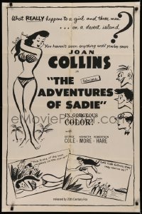 7d0560 ADVENTURES OF SADIE 1sh 1955 completely different comic art of Joan Collins, Our Girl Friday!